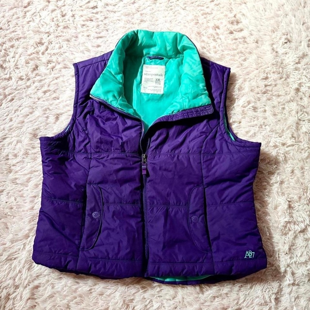 Colorful Retro Winter Layering Puffer Vest Womens XXL Ski Resort Winter Cozy